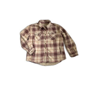 Sage Collective Plaid Shacket Fleece Pink Tan Size XL